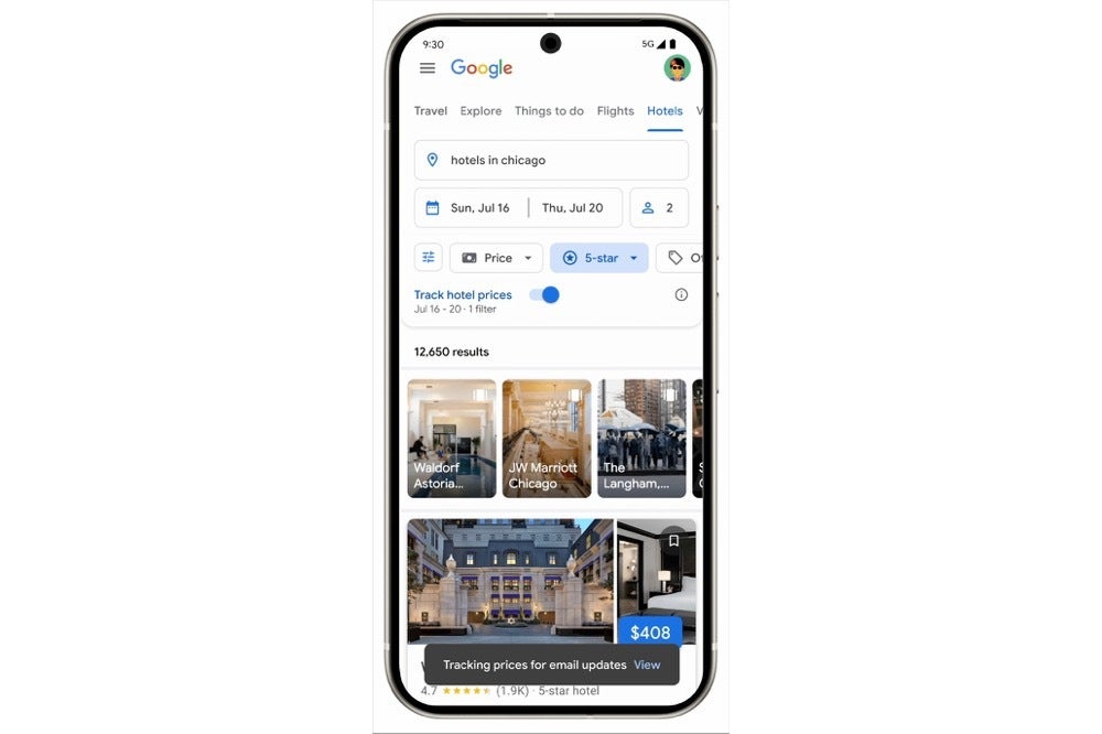 Hotel price tracking