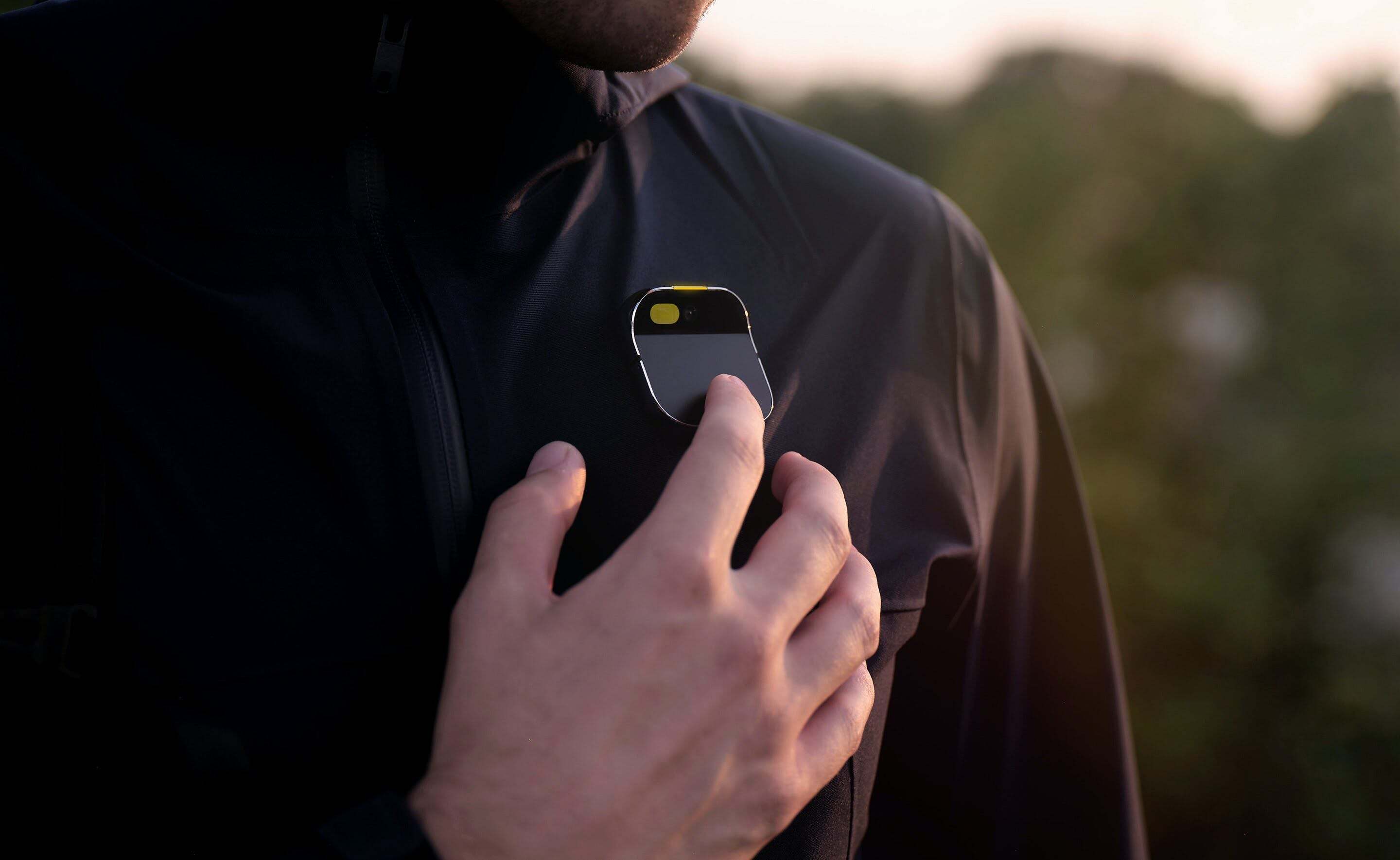 Photo of a person wearing Humane AI Pin.