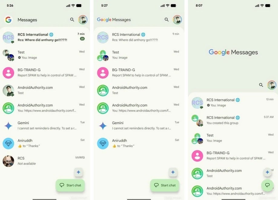 Google is changing the branding on Google Messages frim the iconic Logo to the use of the Google Wordmark. | Image credit-Android Authority - A revised heading being tested will bring new branding to the Google Messages app