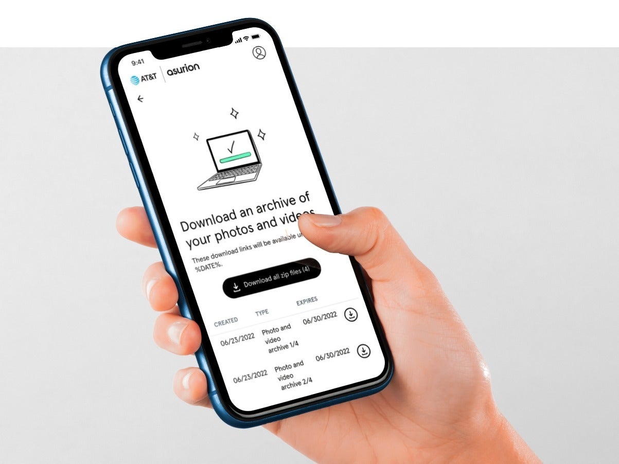 It's time to download your data from the AT&T Photo Storage app. | Image credit — Asurion - AT&T’s unlimited cloud storage for photos and videos is shutting down, so download everything