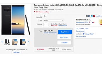 Deal: Unlocked Samsung Galaxy Note 8 on sale for just $720 (25% off) on eBay