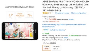 Deal: Asus ZenFone AR with 6GB RAM is $100 off at Amazon