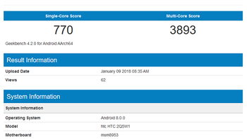 New HTC mid-ranger is tested with SD-625 under the hood and Android Oreo pre-installed