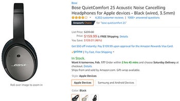 Deal: Save nearly 50% on Bose's QuietComfort 25 headphones for Apple devices