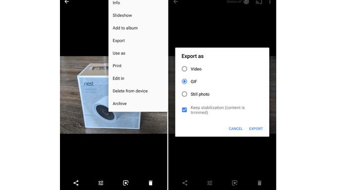 Google Photos gets new option to export Motion Pictures as GIFs, but only on Pixel 2