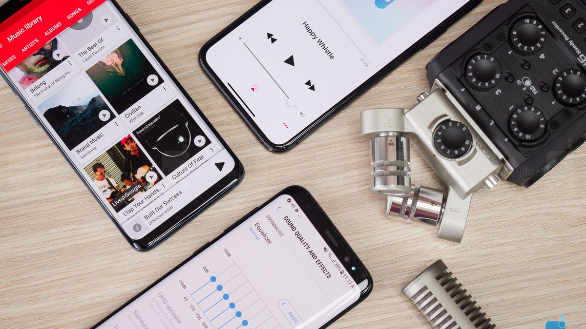 Samsung Galaxy S9 stereo speakers compared vs Galaxy S8, iPhone X