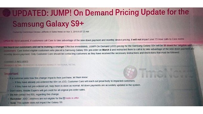 T-Mobile removes $120 down payment for Galaxy S9+, but only for well-qualified customers