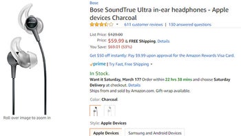 Save 50% on Bose's SoundTrue Ultra in-ear headphones at Amazon