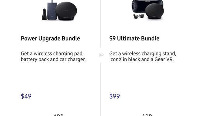 Samsung offers special discounted bundles for each Galaxy S9/S9+ purchase