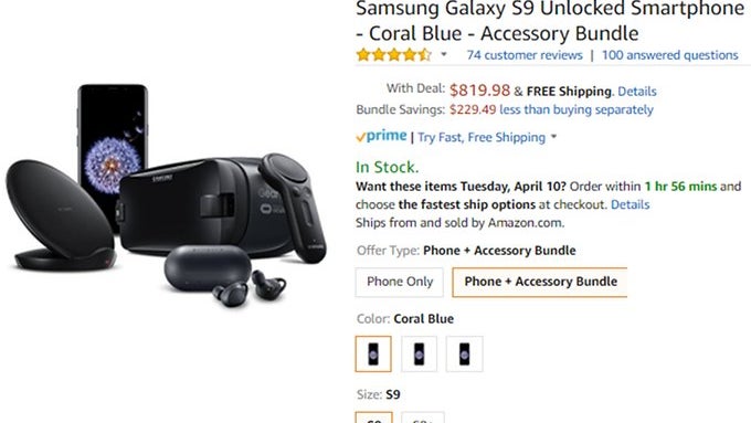 Deal: Buy the Samsung Galaxy S9/S9+ and get $400 bonus accessory bundle for only $100