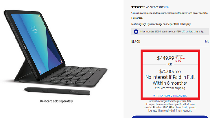 Samsung cuts the price of the Galaxy Tab S3 tablet by $100