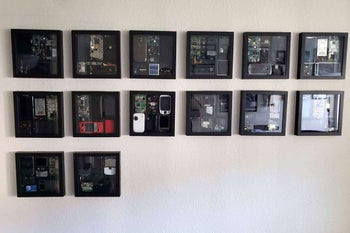 When it comes to geeky hobbies, wall-mounting and knolling your old phones takes the cake