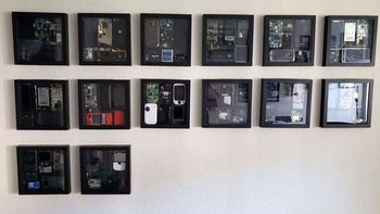 When it comes to geeky hobbies, wall-mounting and knolling your old phones takes the cake