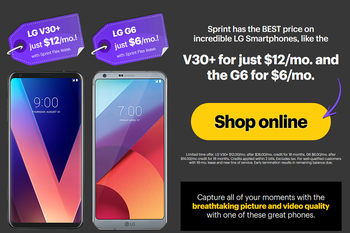 Lease the LG V30+ for just $12/month, or the LG G6 for only $6/month from Sprint