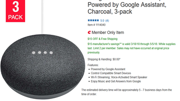 Buy your Google Home Mini smart speaker in bulk from Costco and save $15 on three