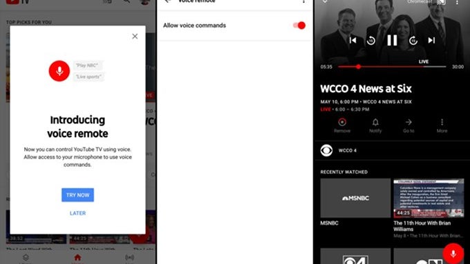 YouTube TV gains “voice remote” on Android devices