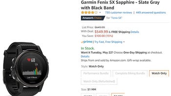 Deal: Garmin Fenix 5X Sapphire is $100 off at Amazon