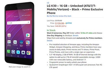 LG K30 now available at Amazon as Prime Exclusive at a much lower price