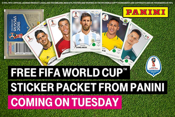 This coming Tuesday, T-Mobile will give subscribers free FIFA World Cup stickers and more
