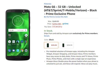 Amazon adds the Moto G6 to its Prime Exclusive lineup, offers a small discount