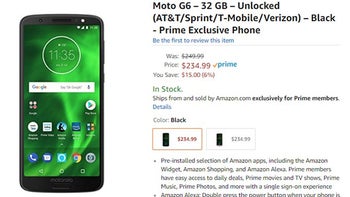 Amazon adds the Moto G6 to its Prime Exclusive lineup, offers a small discount