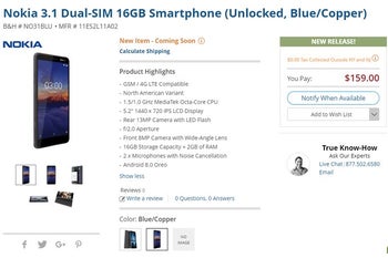 Dual-SIM Nokia 3.1 coming soon to the United States