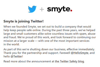 Twitter acquires tech firm Smyte to help it smite bullies, spammers and abusers