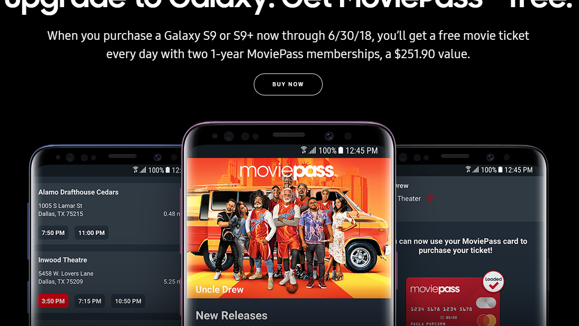 Deal: buy a Galaxy S9 or S9+, and go to the movies two years for free