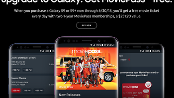 Samsung partners with MoviePass to provide two annual memberships w/ S9/+ purchase