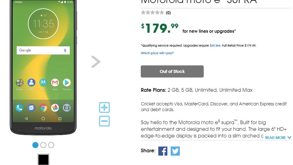 Moto E5 Plus lands at Cricket as Moto E5 Supra