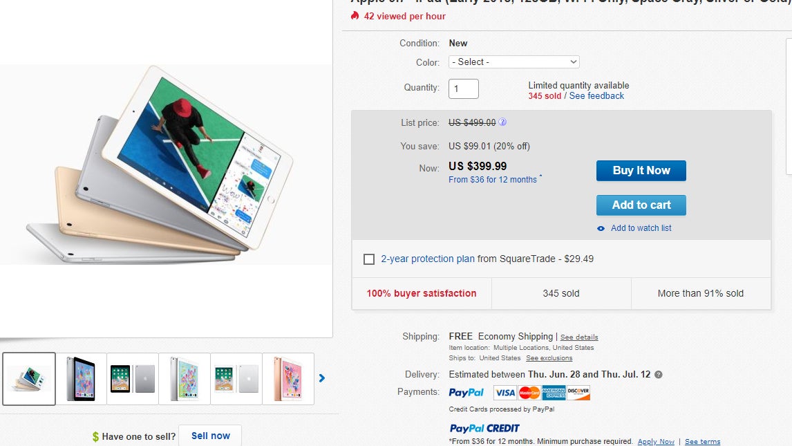Deal: Apple's iPad 9.7-inch (2018) is 20% off on eBay