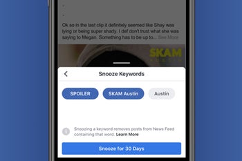 Facebook adds new Keyword Snooze button in News Feed to allow users to avoid spoilers