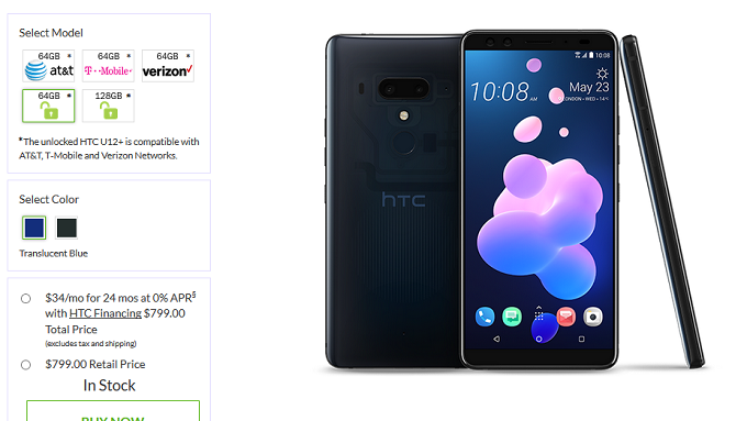 HTC U12+ shipping now from HTC and Amazon with no delays