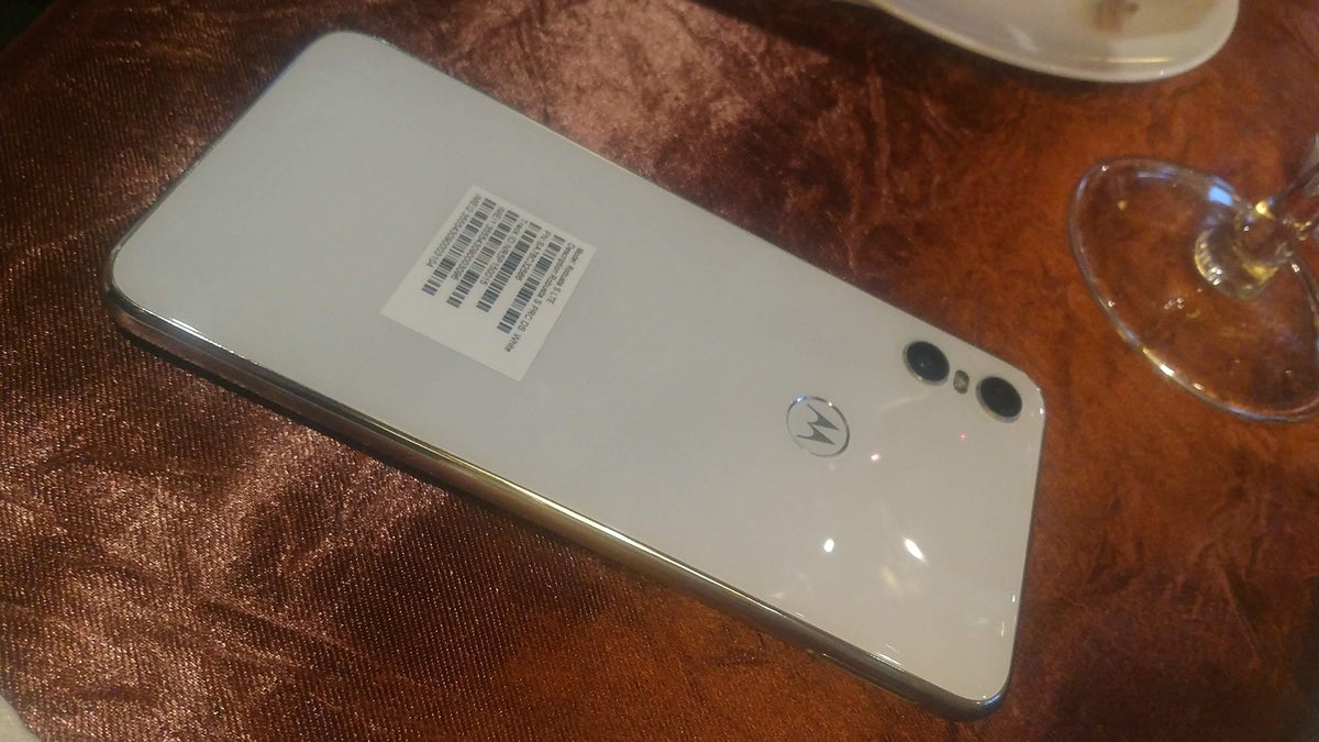 White Motorola One shows its glass rear finish in live images