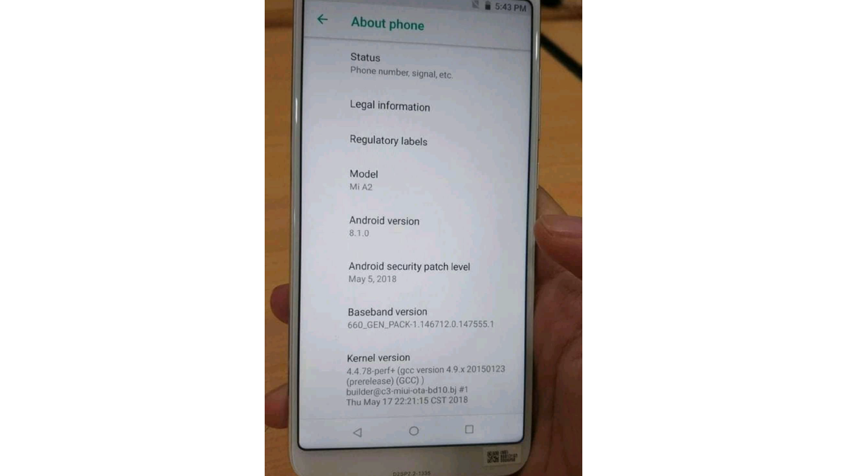 Xiaomi Mi A2 design and software details get reconfirmed in live image