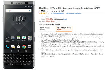 Grab the unlocked (GSM) BlackBerry KEYone from Amazon for $400 and save $100