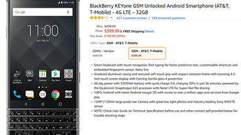 Grab the unlocked (GSM) BlackBerry KEYone from Amazon for $400 and save $100
