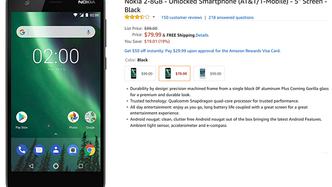 Grab the Nokia 2 for only $79.99 at Amazon and save 19%
