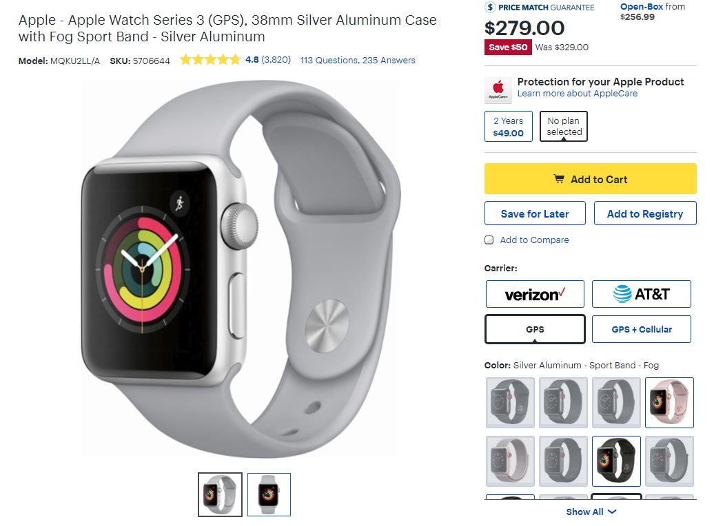 apple watch series 3 best buy price