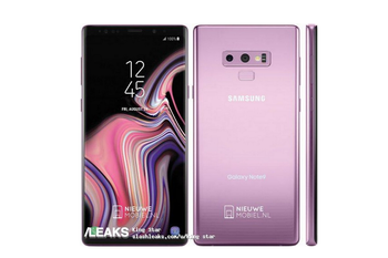 Press render leaks revealing the Samsung Galaxy Note 9 in Lilac Purple
