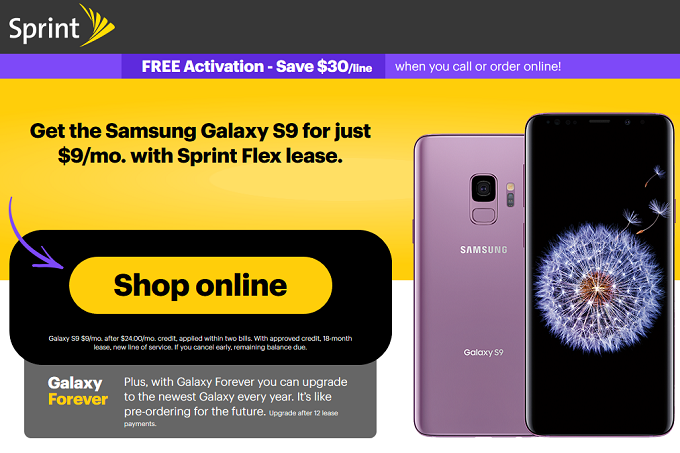 Sprint Will Lease You The Samsung Galaxy S9 And Galaxy S9 For 9