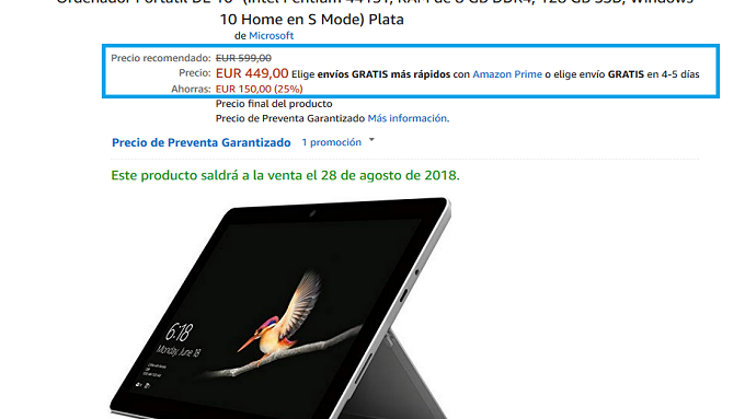 Amazon is now accepting pre-orders for the Microsoft Surface Go