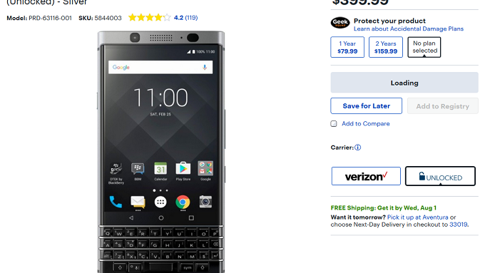 Unlocked BlackBerry KEYone for Verizon priced at $350 with one simple condition