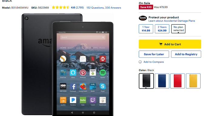Amazon Fire HD 8 ($50) and Fire HD 10 ($100) on sale at Best Buy
