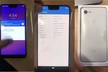 Google Pixel 3 XL goes “full monty” in live pictures and unboxing video