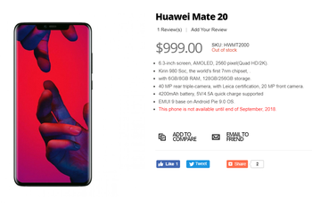 An early retail listing has revealed the Huawei Mate 20's key specs and pricing