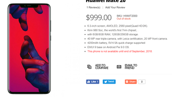 Huawei Mate 20 key specs and pricing revealed by premature retail listing