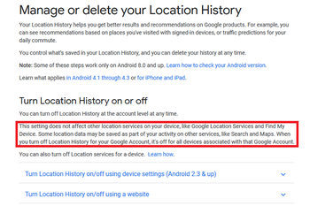 Changes to Google's "help" page more accurately reflect how it uses your location data