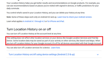 Changes to Google's "help" page more accurately reflect how it uses your location data