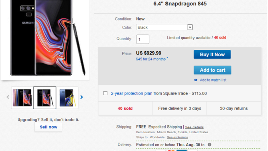 Pick up the Samsung Galaxy Note 9 for $930, Wireless Charger Duo for $100 from eBay